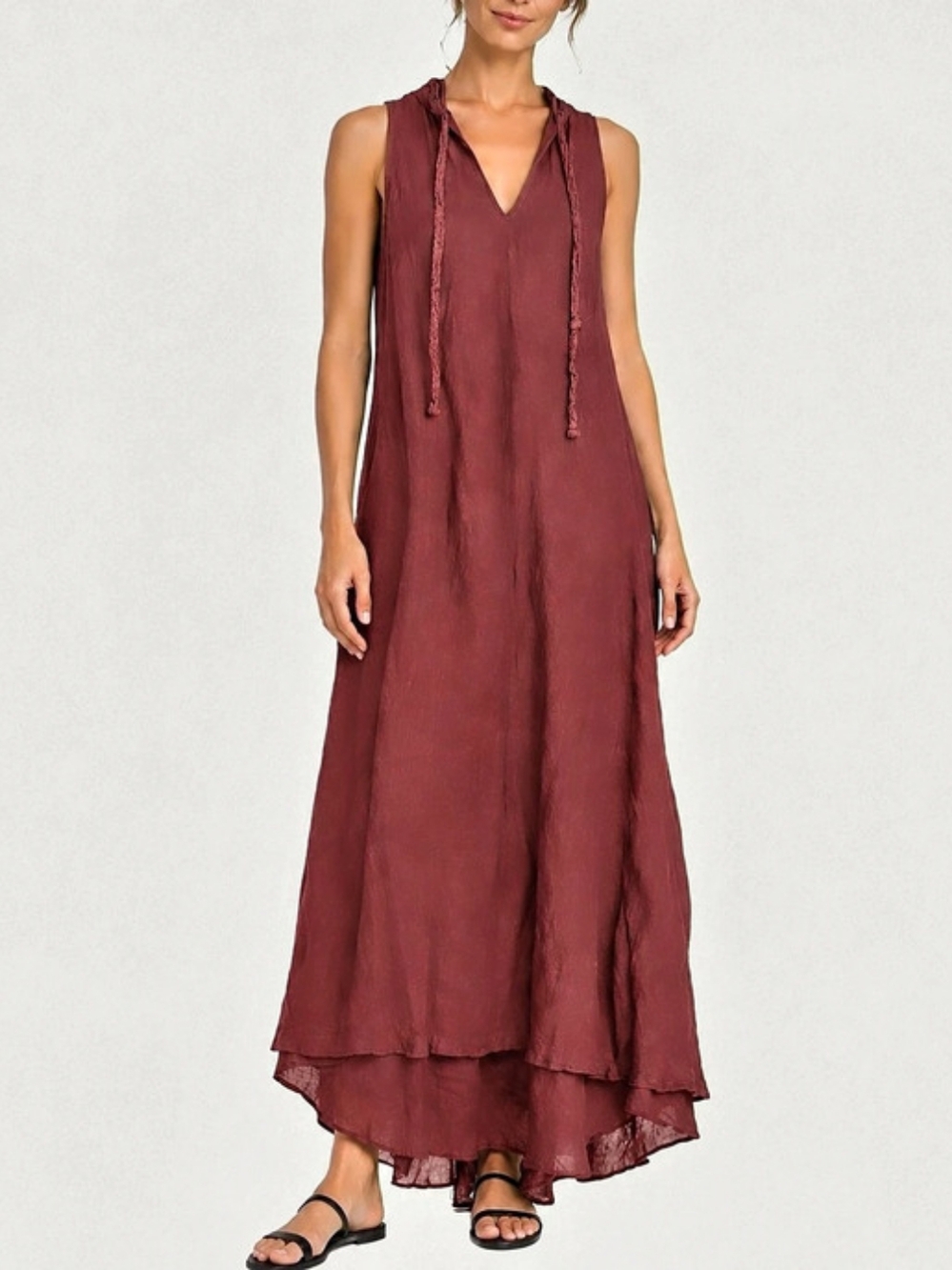 SARAH PACINI 100% LINEN LAYERED MAXI DRESS MADE IN ITALY SIZE 3